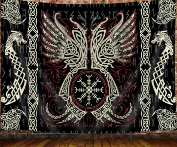 Norse Mythology Vikings Tapestry Mysterious Ancient Runes Totem