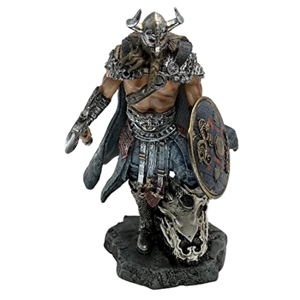 LOOYAR Resin Viking Warrior Thro Dragon Slayer Resin Statue Sculpture Ornament Figurine Craft for Home House Living Room Porch Decoration Office Desk Desktop Table Arrangement Gift