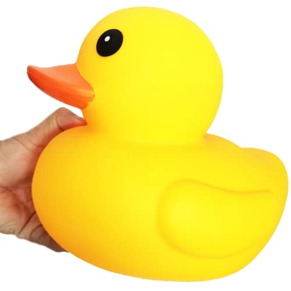 10.3" Giant/Big/Large Waterproof No 'Bebe' Noise Rubber Funny Yellow Duck/Ducikes Bath/Pool/Water Toy Without Hole with No Hole for Kids Office Home Desktop Decor and IT Programmer Partner