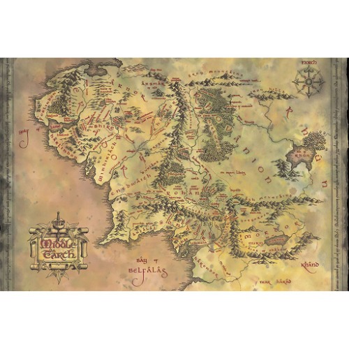 Poster Lord of The Rings Map, 61x91.5cm, Multicolor