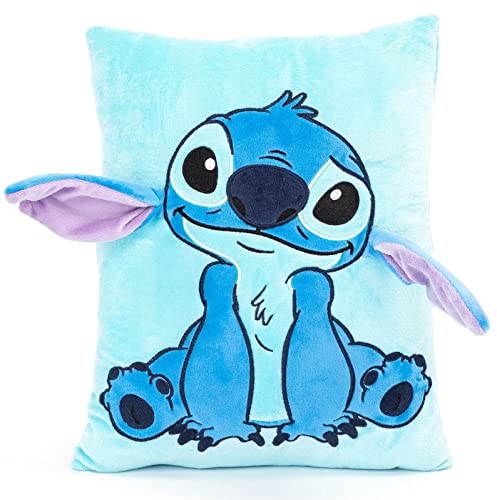 Jay Franco Disney Lilo & Stitch Plush Snuggle Pillow - Super Soft 3D Bed Cushion - Blue - Stitch