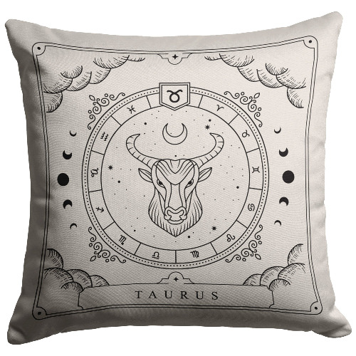"Zodiac Series - Taurus" Reversible Throw Pillow - 20x20 / Stuffed & Sewn