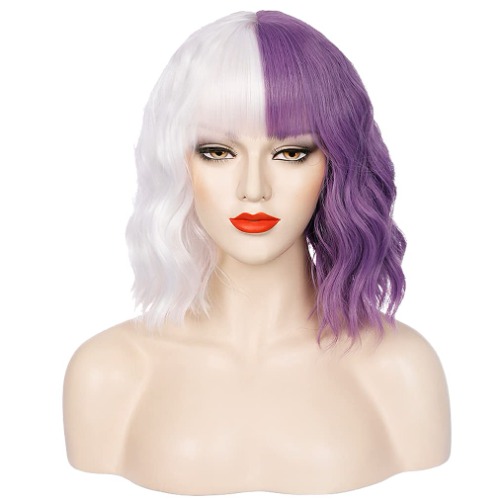 PATTNIUM White and Purple Two Tone Wig