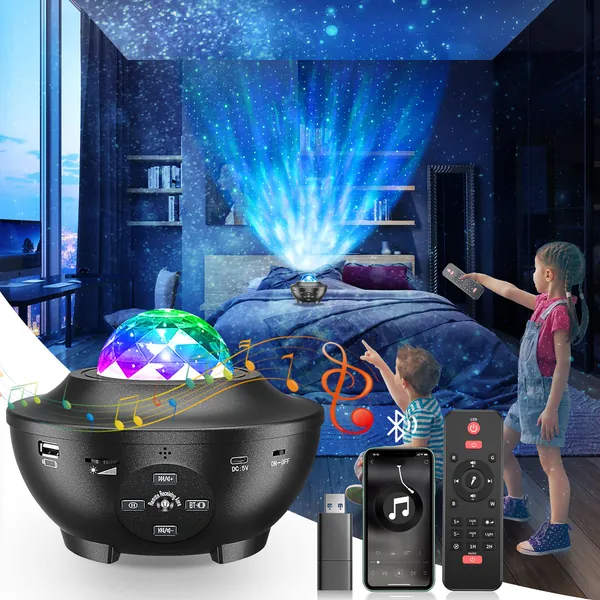 Galaxy Light Star Projector, Galaxy Projector Night Light Kids 4 in 1 w/21 Lighting Modes Starlight Projector, w/Bluetooth Music Speaker Sky Light for Baby Bedroom Decor/Birthday Gifts/Party/Game Room