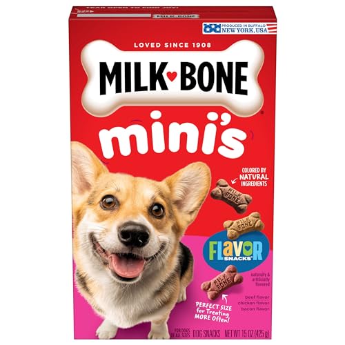 Milk-Bone Mini's Flavor Snacks Dog Treats, 15 Ounce (Pack of 6) - Beef, Chicken & Bacon - 15 Ounce (Pack of 6)