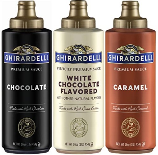 Ghirardelli Squeeze Bottles - Caramel, Chocolate & White Chocolate - Set of 3 - Standard Packaging