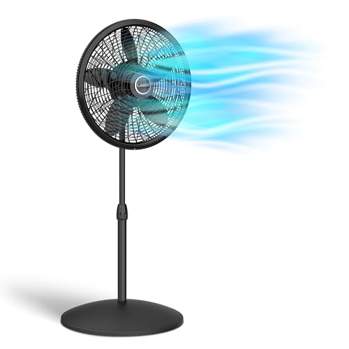 Lasko Oscillating Pedestal Fan, Adjustable Height, 3 Speeds, for Bedroom, Living Room, Home Office and College Dorm Room, 18", Black, 1827 - Black