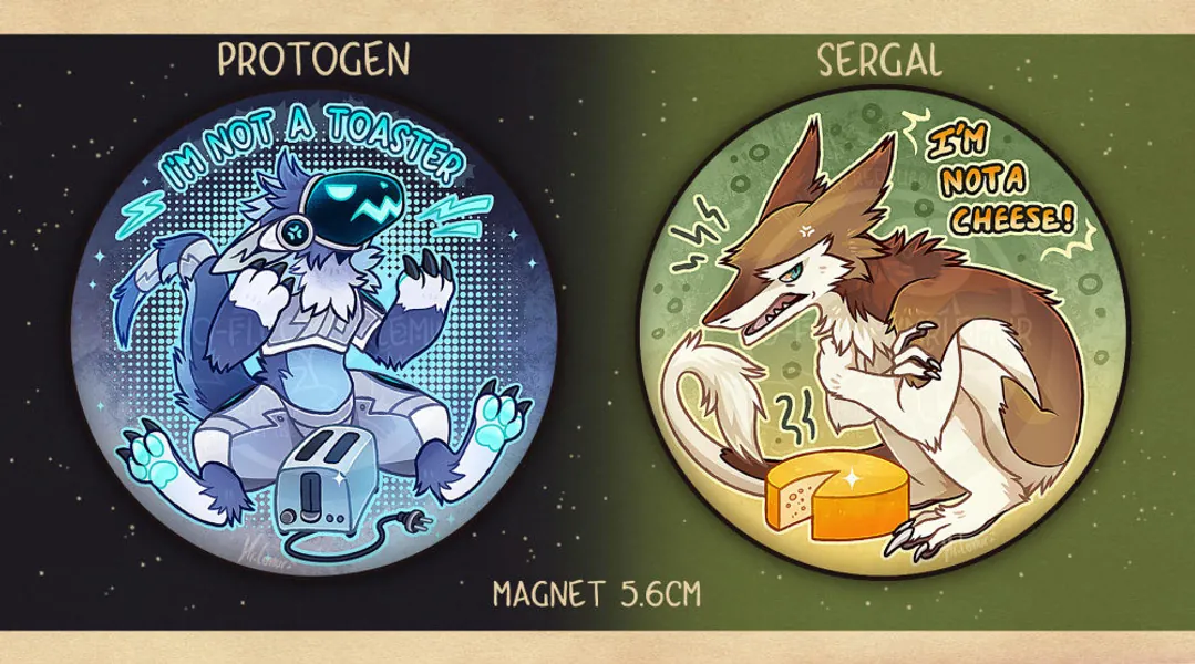 Protogen is not a toaster & Sergal is not a cheese ! - MAGNETS and BIG BADGES