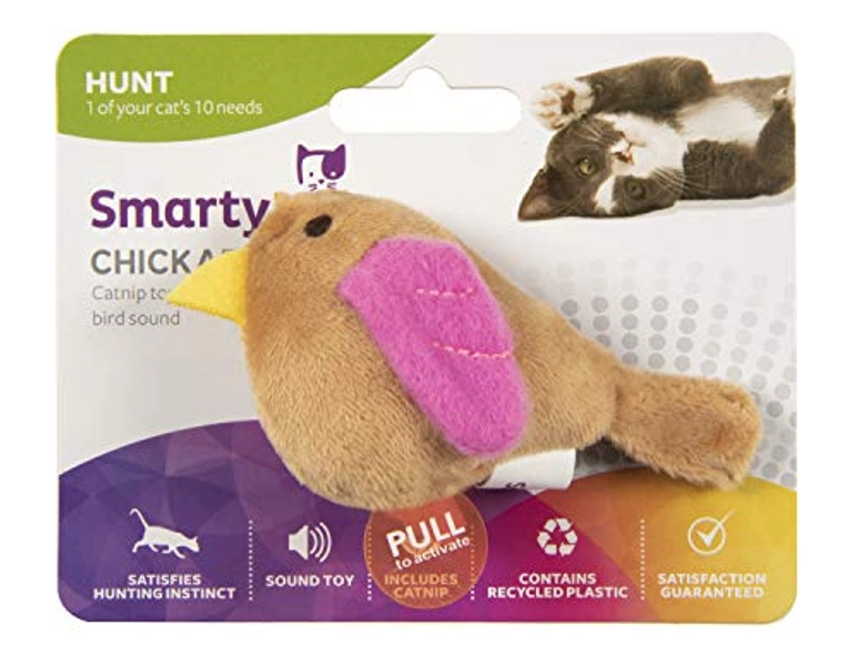 SmartyKat Chickadee Chirp Electronic Sound Cat Toy, Contains Catnip, Battery Powered - Light Brown, One Size
