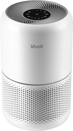LEVOIT Air Purifier for Home Allergies Pets Hair in Bedroom, Covers Up to 1095 ft² by 45W High Torque Motor, 3-in-1 Filter with HEPA sleep mode, Remove Dust Smoke Pollutants Odor, Core300-P, White - White - Air Purifier
