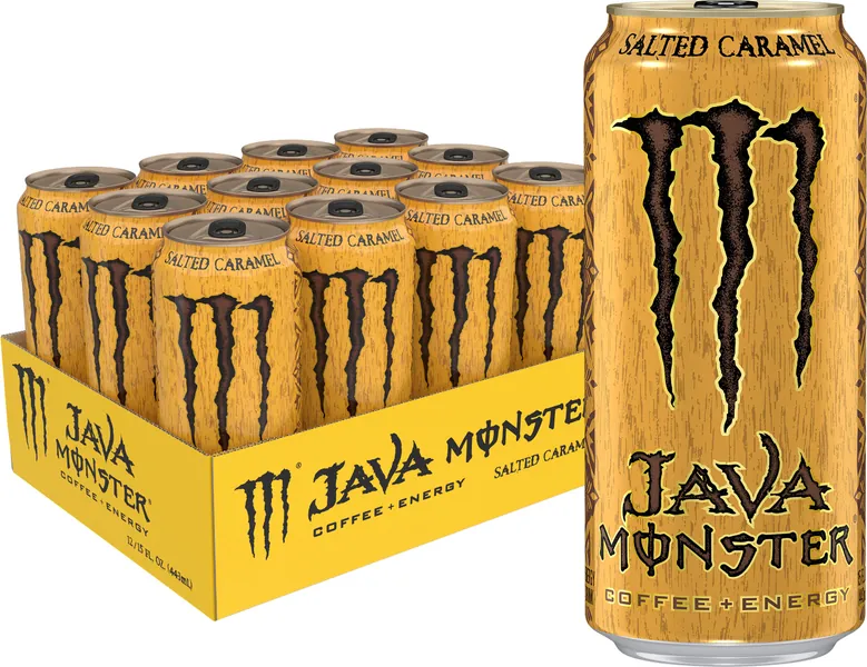 Monster Energy Java Monster Salted Caramel, Coffee + Energy Drink, 15 Fl Oz (Pack of 12) - Salted Caramel