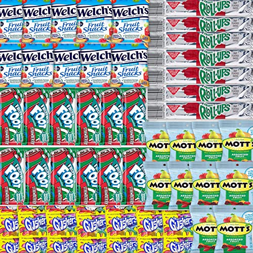 Fruit Snacks Bulk (50 Count) - Fruit Snack Individual Packs and Gummies with Mott's Fruit Snacks, Welches, Gushers, Fruit by the Foot and Fruit Roll-Ups