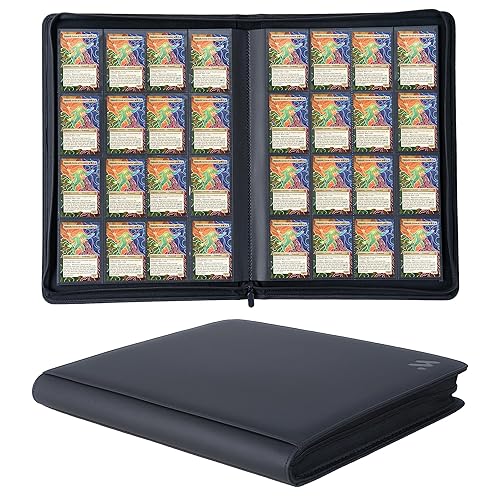 MORABTO Premium 1000+ Pockets Card Binder,16 Pockets Trading Card Binder Ringless Side Loading Trading Card Album Folder for TCG -Black - Black