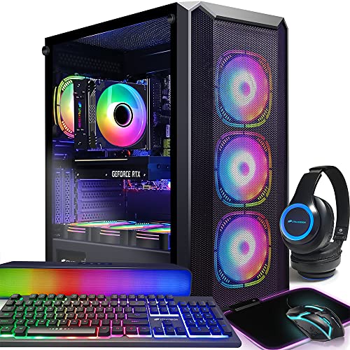 STGAubron Gaming Desktop PC,Intel Core i7-11700KF up to 5.0G,GeForce RTX 3070 8G GDDR6,32G DDR4,2T SSD,WiFi,BT 5.0,RGB Fan x 7,RGB Keyboard&Mouse&Mouse Pad,RGB BT Sound Bar,RGB BT Gaming Mic,W11H64 - 32G/2T/RTX 3070 8G