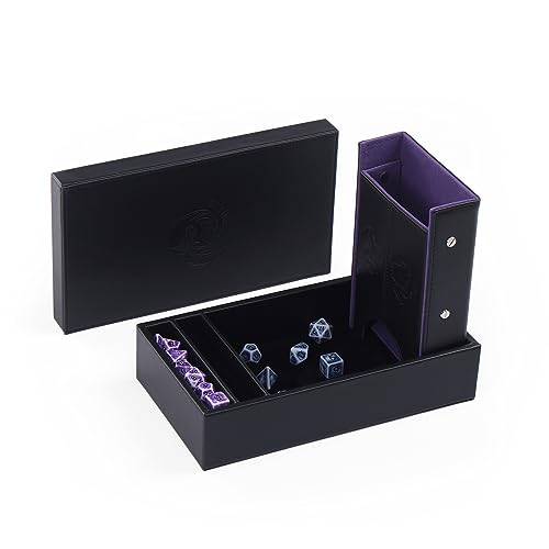 Magic Vosom DND Dice Tray and Dice Tower with Storage, 3 in 1 Dice Rolling Tray with Lid, Portable Dice Box Storage, DND dice Holder - Balck Bule