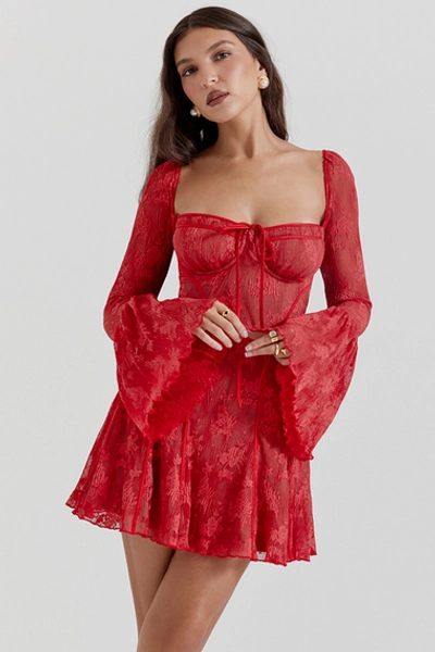 'Analissa' Scarlet Lace Corset Dress