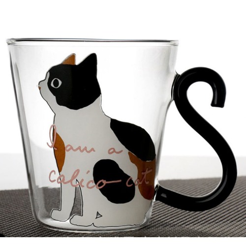 Cat Lover Creative Cartoon 8.5oz Glass Mug - White