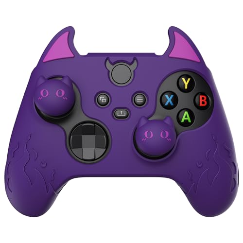 PlayVital Cute Demon Silicone Cover for Xbox Series X/S Controller, Kawaii Anti-Slip Controller Skin Grip Protector for Xbox Core Wireless Controller with Thumb Grip Caps - Purple - Purple