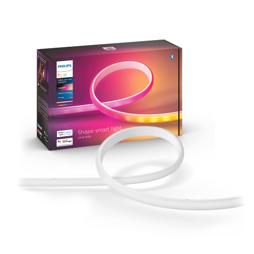 Philips Hue Bluetooth Gradient Ambiance Smart Lightstrip 2m/6ft Base Kit with Plug, (Muticolor Strip, Works with Apple Homekit and Google Home), White,570556 - 6ft Gradient Color Lightstrip Only