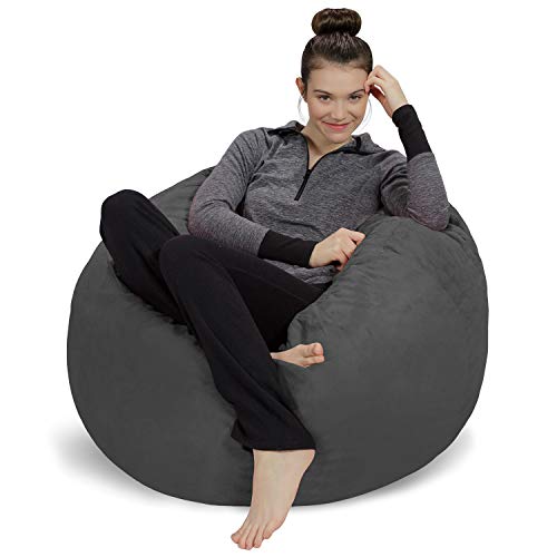 Sofa Sack - Plush, Ultra Soft Memory Foam Bean Bag Chair with Microsuede Cover - Stuffed Foam Filled Furniture and Accessories for Dorm Room - Charcoal 3' - Microsuede Charcoal