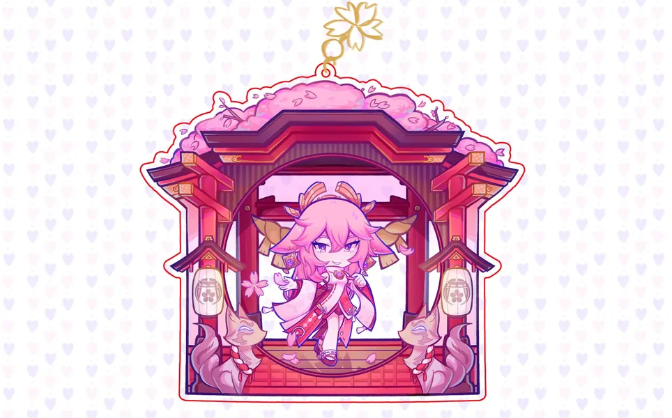Genshin Impact Yae Miko Double-sided Epoxy Shaker Keychain [PRE-ORDER ONLY]