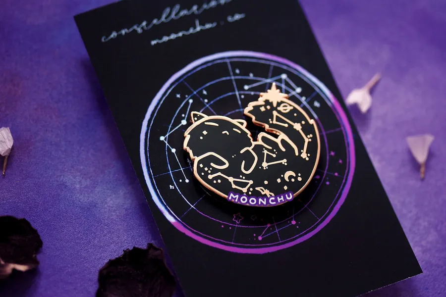 constellation cat | ENAMEL PIN | celestial galaxy cat constellation pin nocturnal animal cute and spooky but not really tho