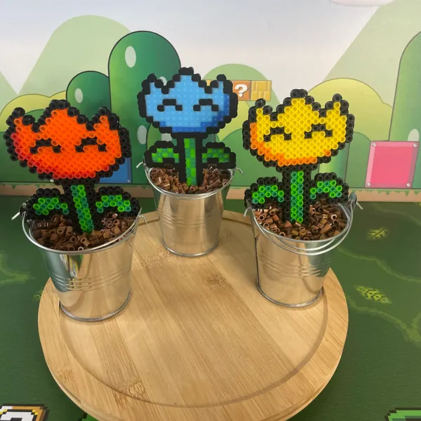 Large Retro Super Mario Flowers | Video game decor | Desk Plant | Game Room Decor | Mario Valentine | Pixel Piranha Plant | Mario Flower