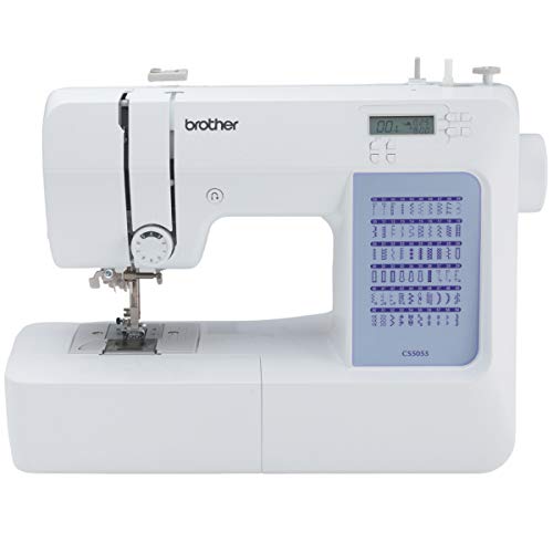 Brother CS5055 Computerized Sewing Machine, 60 Built-in Stitches, LCD Display, 7 Included Feet, White - New Model: CS5055 Sewing Machine