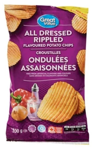 Great Value All Dressed Rippled Flavoured Potato Chips | Default Title