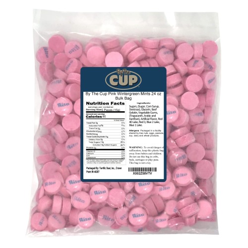 By The Cup Pink Wintergreen Mints 24 oz Bulk Bag