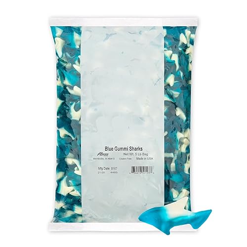 Albanese World's Best Blue Gummi Sharks, 5lbs of Candy - Blue Sharks - 5 Pound (Pack of 1)