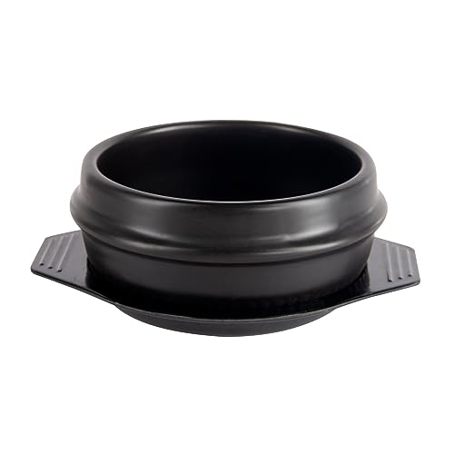 Korean Stone Bowl with Tray - Premium Bibimbap Stone Bowl Gas Stove Available, Ceramic Hot Pot for Rice Cake, Soybean Paste Soup, Samgyetang - 26.5 Oz - 26.5 OZ