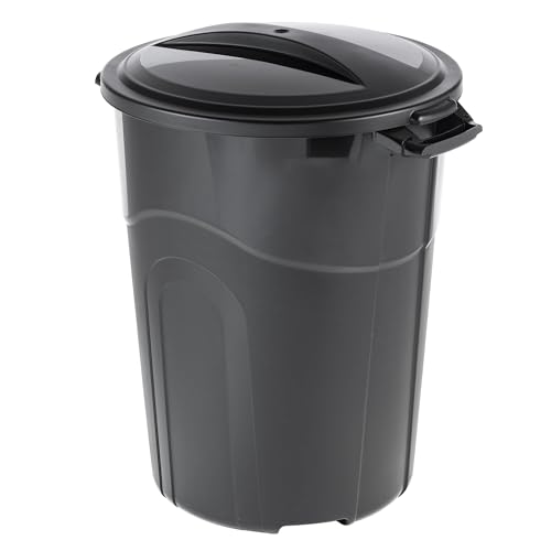 DayGo 32 Gallon Heavy Duty Plastic Garbage Can, Included Lid, Indoor/Outdoor, Black