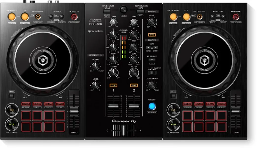 Pioneer DJ DDJ-400 - 2-deck Digital DJ Controller for rekordbox dj Software (Included), with 16 Performance Pads and 2-channel USB Interface