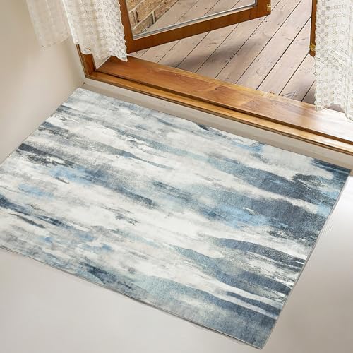 INGEROOM Machine Washable Rug Non-Slip Backing Abstract Area Rug 2x3 Washable Area Rug for Living Rooms Bedrooms and Dining Rooms Easy to Clean Modern Abstract Area Rug… - Abstract--gray - 2‘ x 3’ Feet