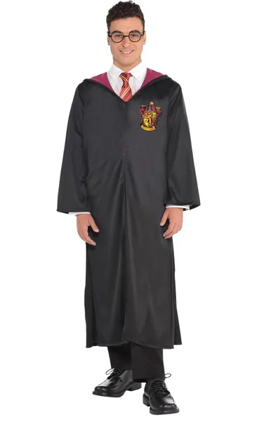 Suit Yourself Gryffindor Robe Halloween Costume for Adults, Harry Potter, 52" Long, Features Crest and Hood