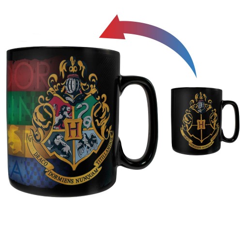 Harry Potter – Hogwarts Houses – 16 oz Large Ceramic Morphing Mugs Heat Sensitive Clue Mug – Full image revealed when HOT liquid is added - Hogwarts Houses