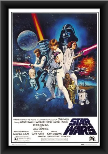 Star Wars Movie Poster Wood Framed Full Size 24x36 Print