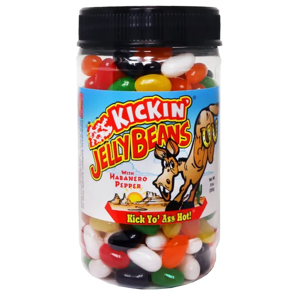 ASS KICKIN’ Hot and Spicy Jellybeans with Habanero Pepper - 9 Oz Resealable Jar - Great for Easter Candy or a Spicy Food Challenge - Try the Gourmet Spicy Jelly Beans Candy - 
