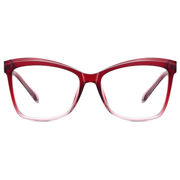 MEETSUN Oversized Cat Eye Blue Light Blocking Glasses Women Trendy Big Frame Computer Eyewear Cateye -Red Gradient
