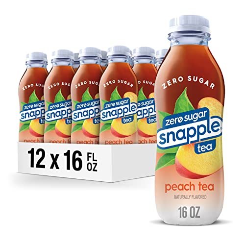 Snapple Zero Sugar Peach Tea, 16 fl oz recycled plastic bottle (Pack of 12) - Diet Peach