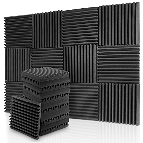 Donner 12-Pack Acoustic Panels Sound Proof Foam Panels for Walls, 2" x 12" x 12" Wedge Sound Absorbing Panels, Acoustic Foam Noise Canceling Panels for Studio Recording, Home Office - 2" x 12" x 12"