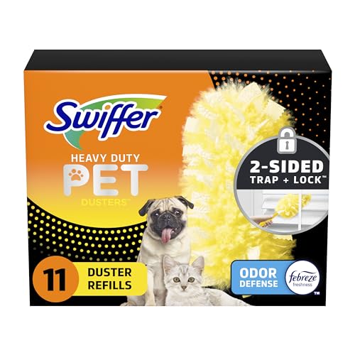 Swiffer Pet Heavy Duty Dusters Refills, Multisurface 360 Dusters with Febreze Odor Defense, 11 Count - Heavy Duty Pet, 11 Refills