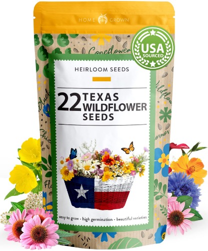 130,000+ Pure Wildflower Seeds - Premium Texas Flower Seeds [3 Oz] Perennial Garden Seeds for Birds & Butterflies - Wild Flowers Bulk Seeds Perennial: 22 Varieties Flower Seed for Planting - Texas Mix