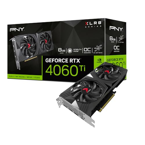 PNY GeForce RTX™ 4060 Ti 8GB Verto™ OC Dual Fan Graphics Card DLSS 3 (128-bit, PCIe 4.0, GDDR6, HDMI/DisplayPort, Supports 4k, 2 Slot) - 8GB - Dual Fan OC