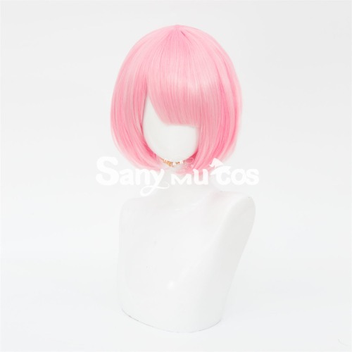 【In Stock】Anime Re Zero Cosplay Rame Pink Pink Short Bob Cosplay Wig