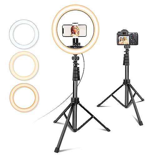 UBeesize 12” Selfie Ring Light with 62” Extendable Tripod Stand & Remote, LED Circle Light with Phone Holder for Video Recording/Makeup/Content Creator (YouTube/TikTok/Twitch), Phone, Camera & Webcam - 12"