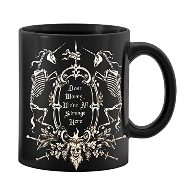 PUHEI Dark Memento Mori The Undead Gothic Macabre Art 11 Ounces Ceramic Mug Cup, Mystical Gothic Coffee Tea Mug Cup, Gothic Home Decor, Gifts for Gothic Lovers Girls Women Wife Sister