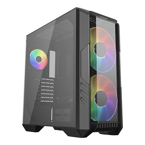 Cooler Master HAF 500 High Airflow ATX Mid-Tower, Mesh Front Panel, Dual 200mm Customizable ARG Lighting Fans, Rotatable GPU Fan, USB 3.2 Gen 2 Type C and Tempered Glass (H500-KGNN-S00) - HAF 500