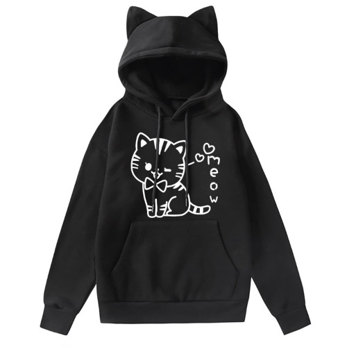 Cat Hoodies for Women Teen Girls - Black XX-Large
